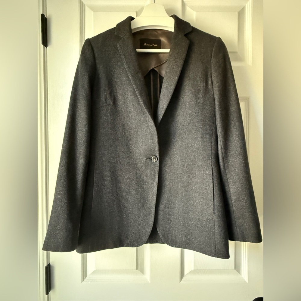 Massimo Dutti Charcoal Wool Blazer